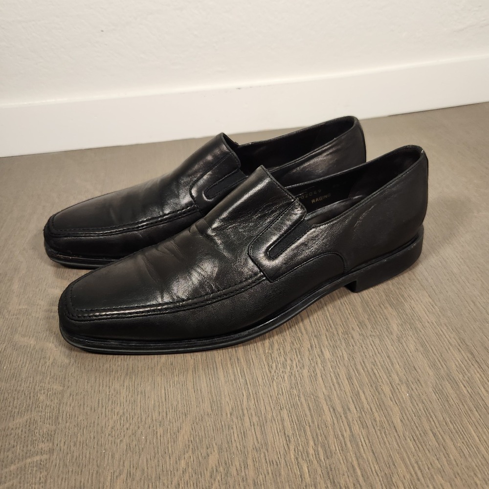 BRUNO MAGLI Raging Men's Black Leather Slip On Loafers Size 9.5 M Italy Dress